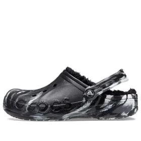 Baya Lined Marbled Clogs “Black Silver”