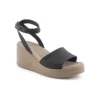 Brooklyn Ankle Strap Wedge Sandals “Black Beige”