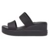 Brooklyn Double Strap Round Toe Mid Wedges Slides “Black”