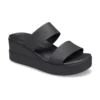 Brooklyn Double Strap Round Toe Mid Wedges Slides “Black”