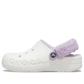 Classic Baya Lined Fuzz-Strap Clog “White Lila”