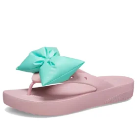 Classic Platform Bow Flip Flops “Pink Teal”