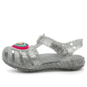 Isabella Glitter Flat Sandals “Grey Silver”