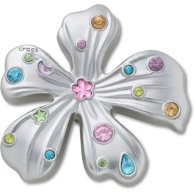 Silver Meta Gem Flower Jibbitz™ Charms